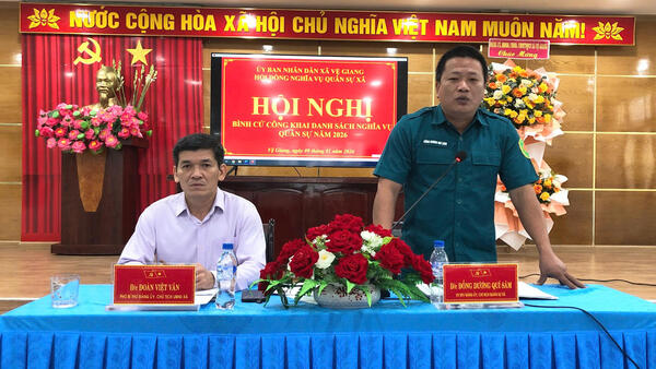 Hội đồng nghĩa vụ quân sự xã Vệ Giang tổ chức Hội nghị bình cử công khai công dân sẵn sàng nhập ngũ năm 2026