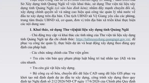 Khai thác, sử dụng Thư viện tài liệu xây dựng tỉnh Quảng Ngãi